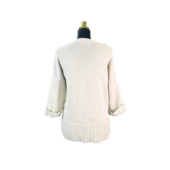 LOFT Wool Blend Sweater - V-neck - 3/4 Cuff Sleeve- Tan, Size M - Picture 3 of 5